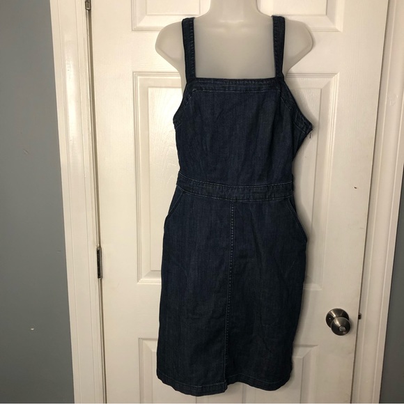 Universal Thread Dresses & Skirts - Blue jean denim pinafore bib overall dress with adjustable straps pockets size 8